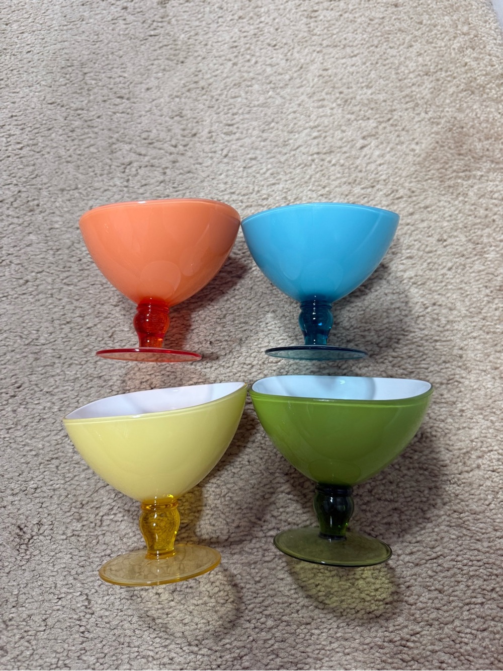 Colorful Glass Dessert Bowls - Set of 4
